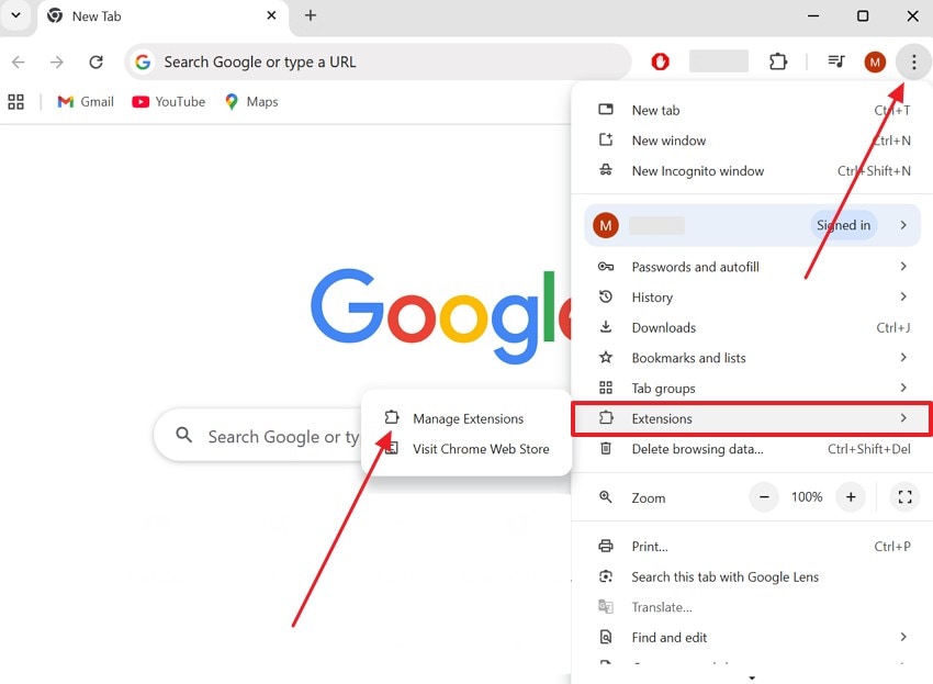 access manage extensions
