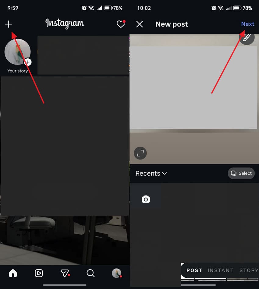 add photo on instagram post