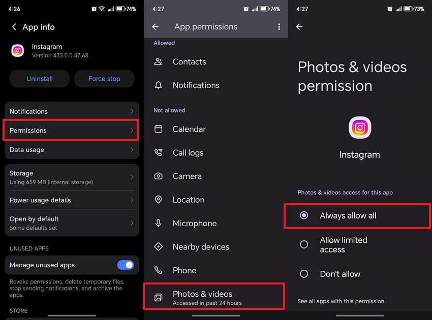 allows photos on instagram