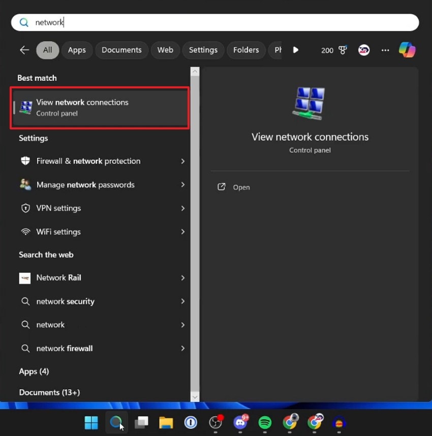 open view network connections