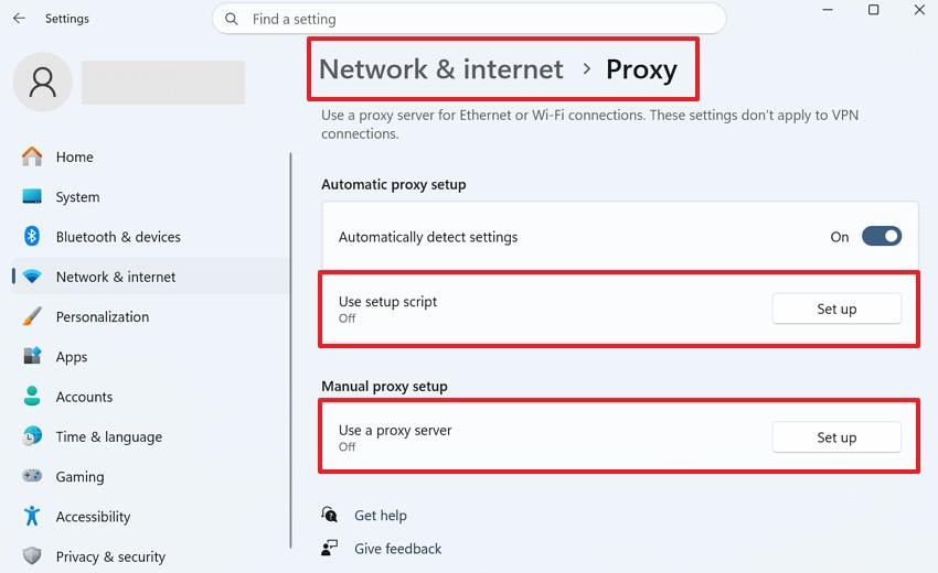 disable windows proxy