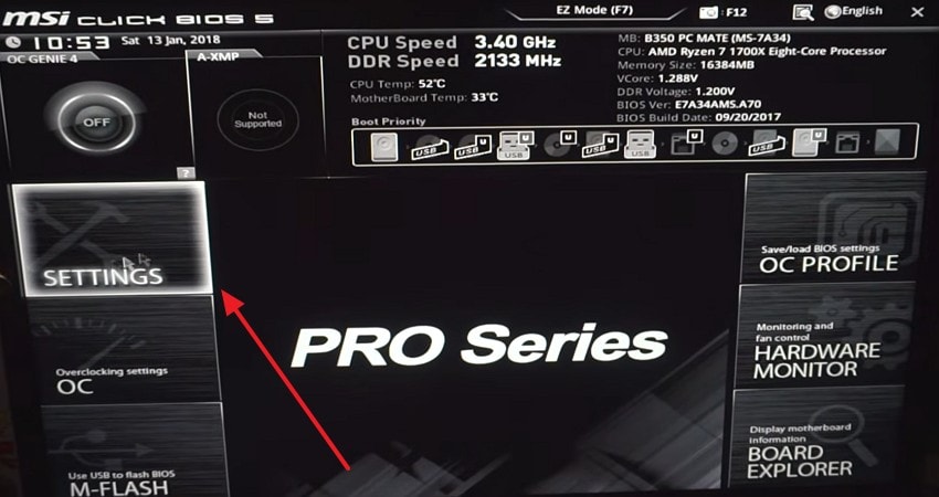 access settings in bios