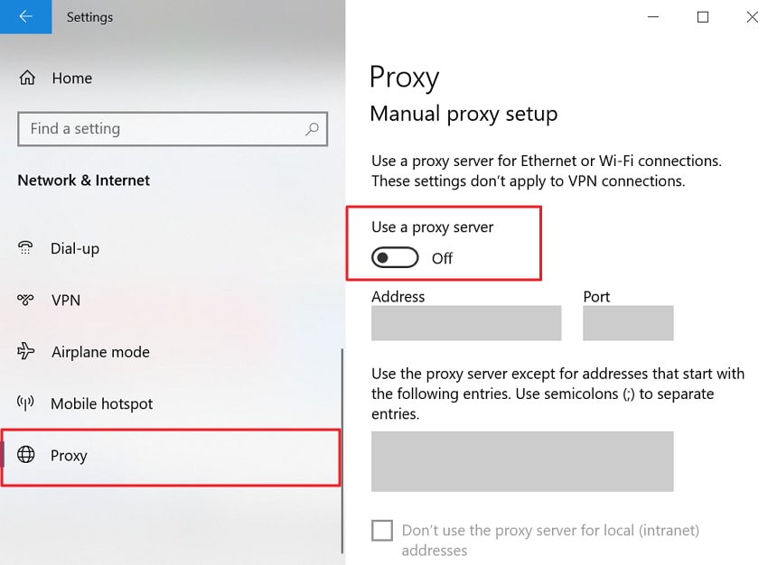 turn off proxy on windows