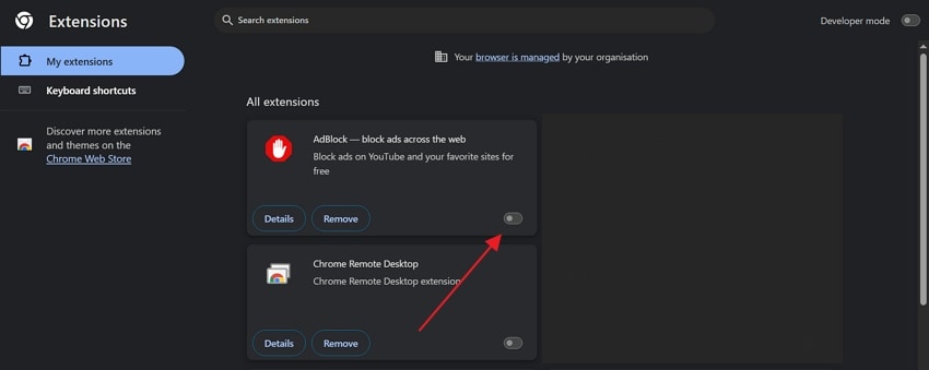 turn off ad blocker extension