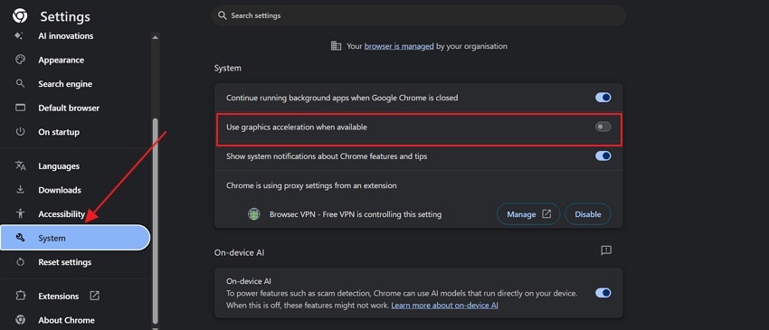 disable hardware acceleration