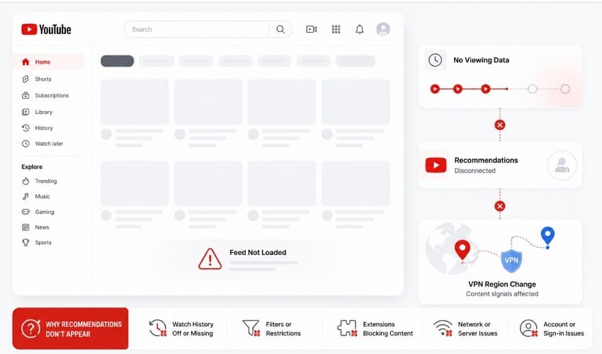 reasons of not showing recommendations