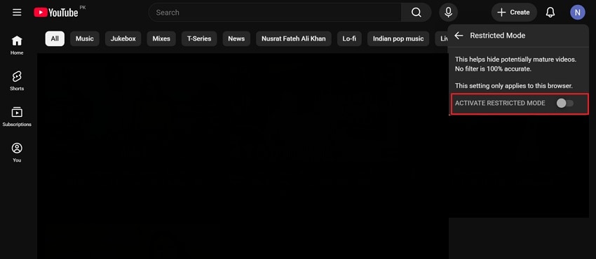 disable restricted mode