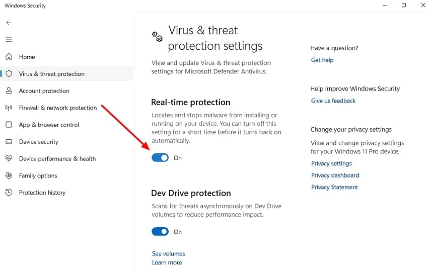 turn off real time protection vpn