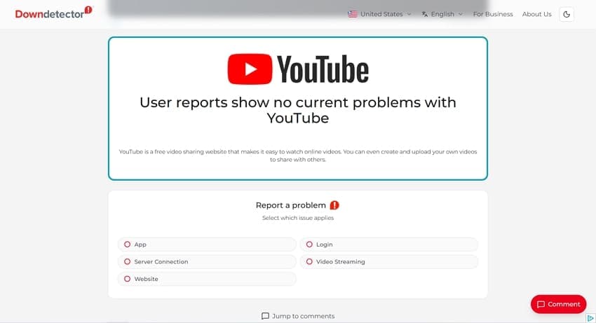 Downdetector에서 YouTube 장애 여부 확인