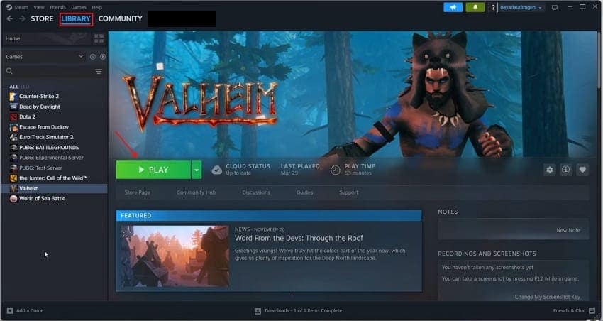 다른 Steam 게임 실행 테스트