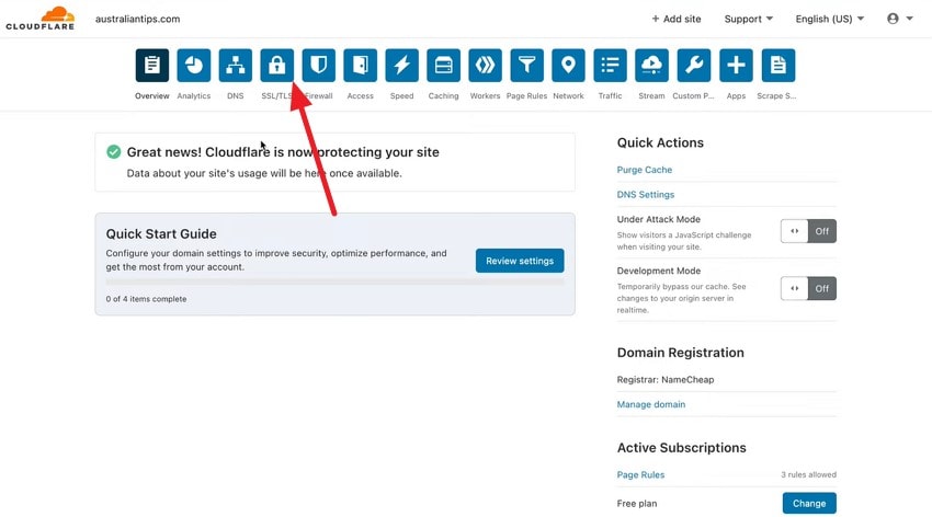 Cloudflare SSL TLS 설정 열기