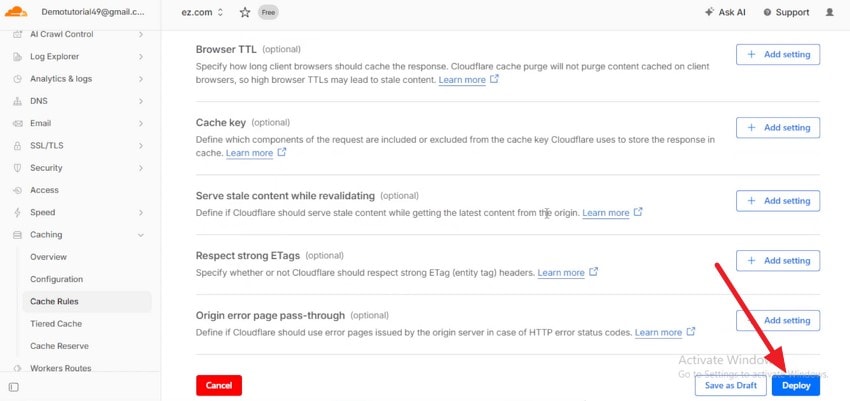 Cloudflare 캐시 규칙 배포