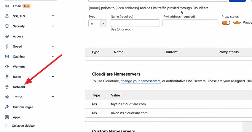 Cloudflare 네트워크 설정 확인