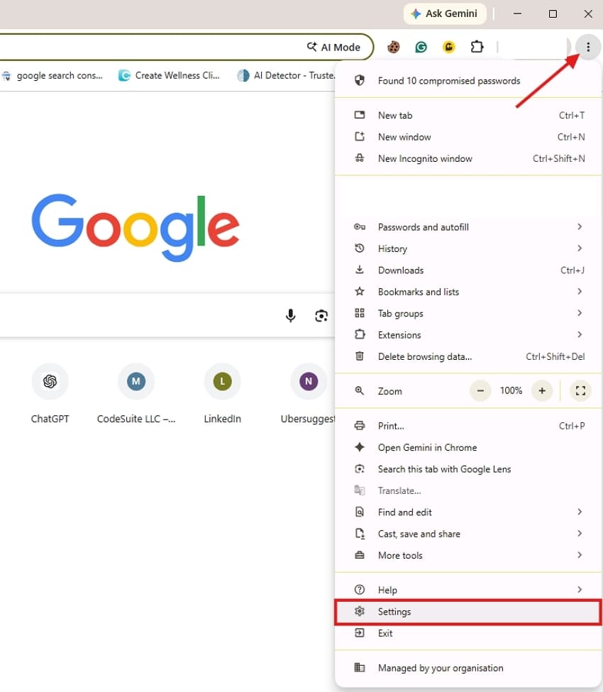 open setting google profile