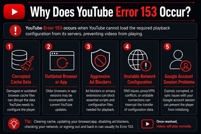 reasons youtube error 153 occur
