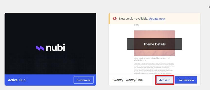 install verified theme changes
