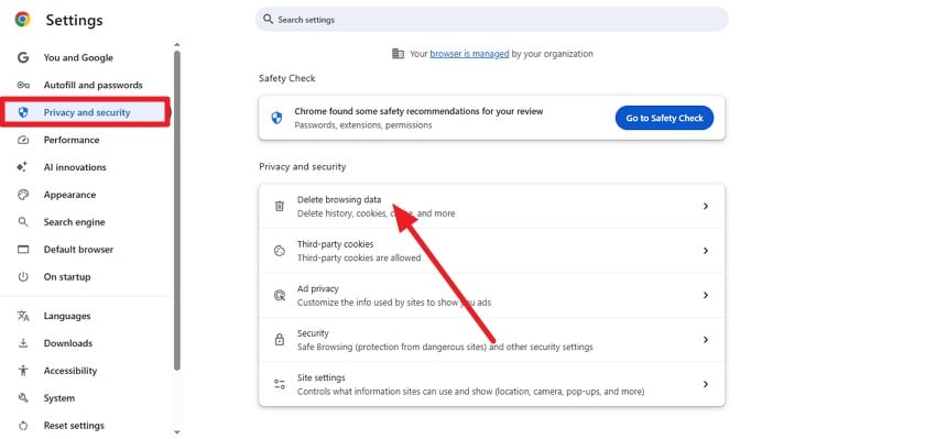 open delete browsing data settings