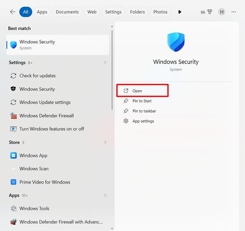 open windows security