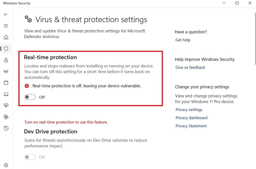 disable virus protection