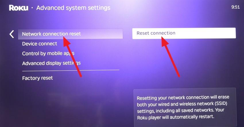 tap to reset connections