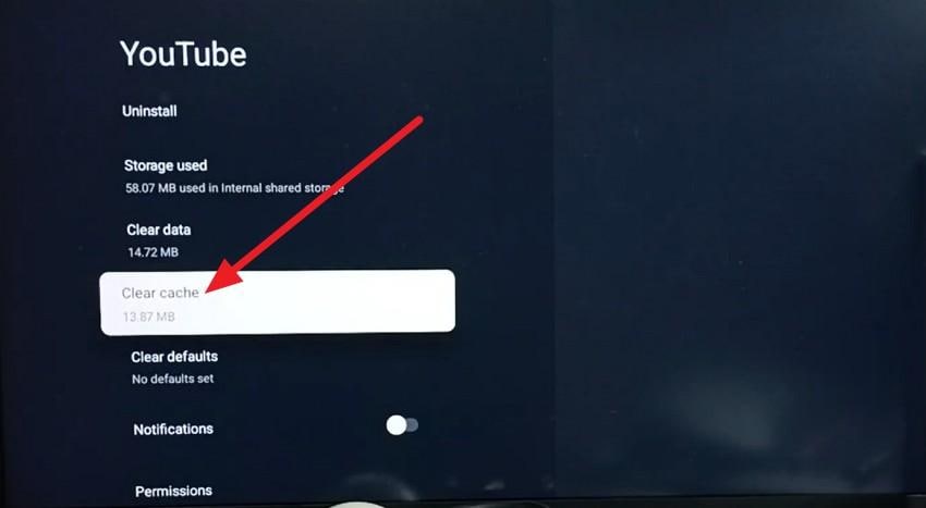 tap to clear cache