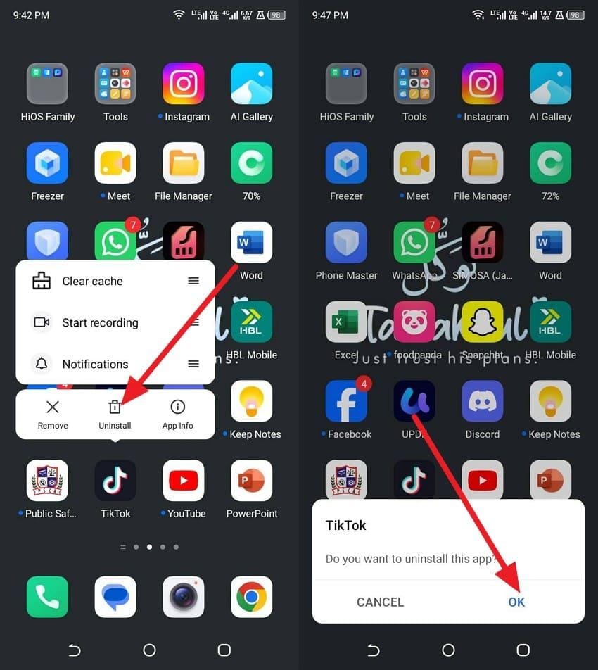 uninstall the tiktok app