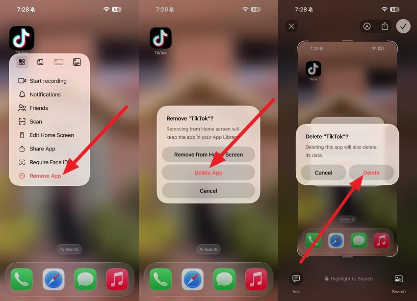 delete the tiktok app