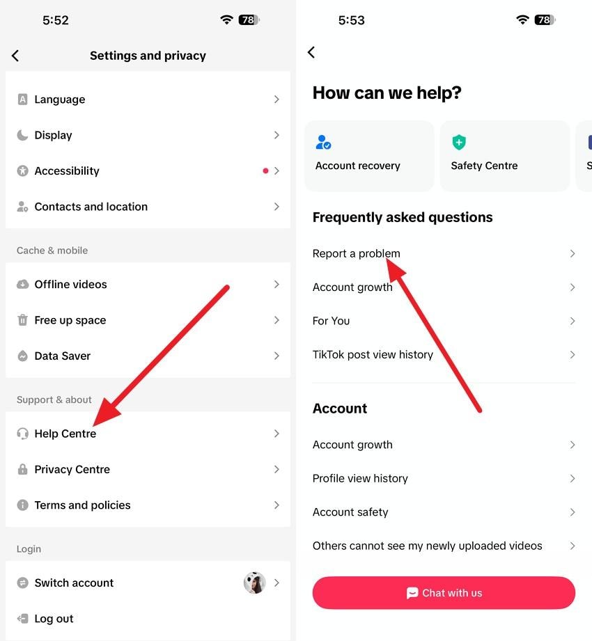 access tiktok help center