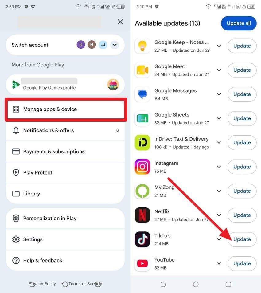 choose to update tiktok