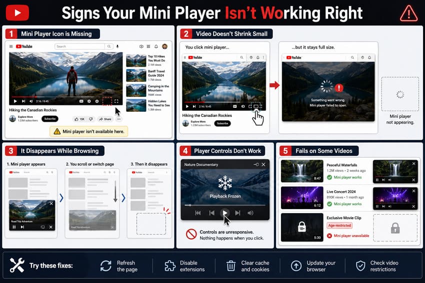 signs for mini player issue