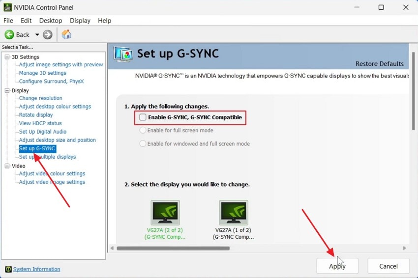 enable g sync