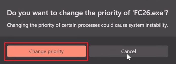change fc 26 priority