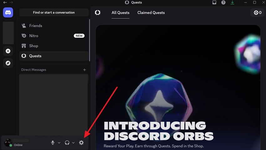 open discord settings