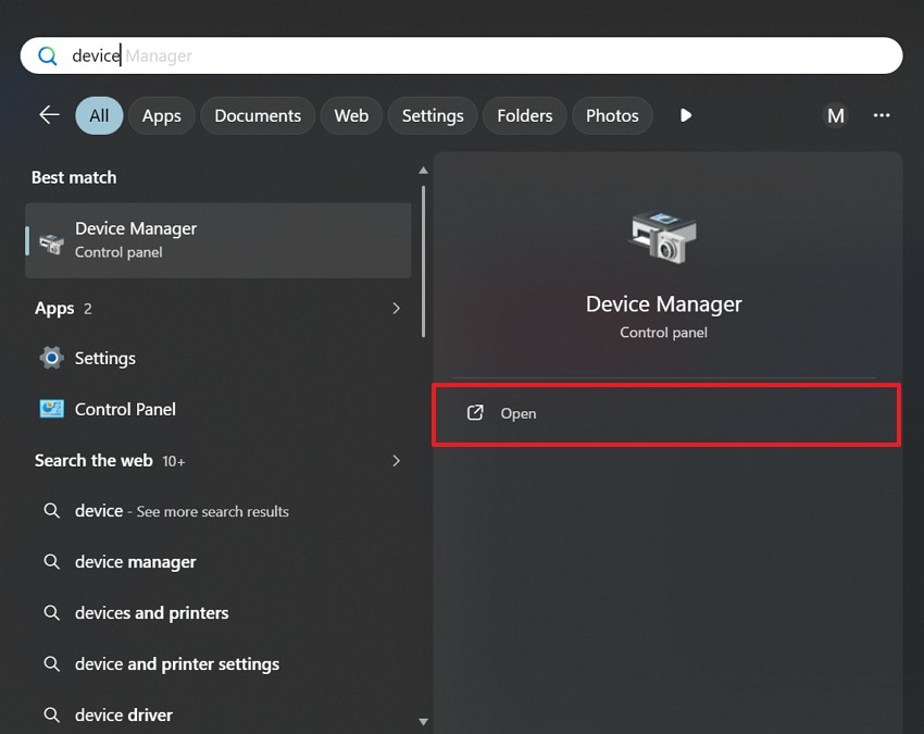 open device manager