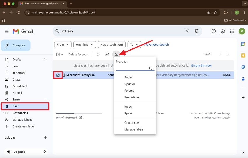 recover deleted email mac from email
