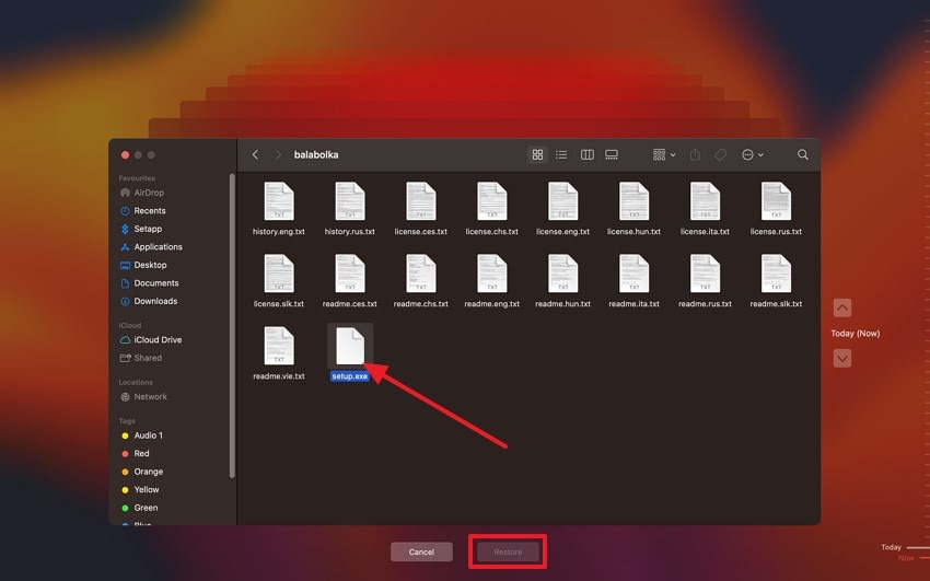 restore files from time machine mac