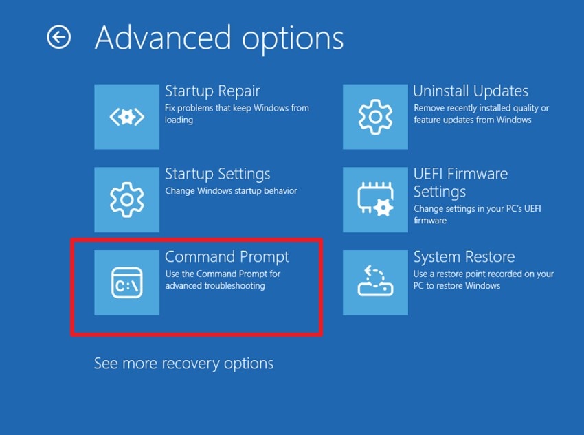 tap on command prompt
