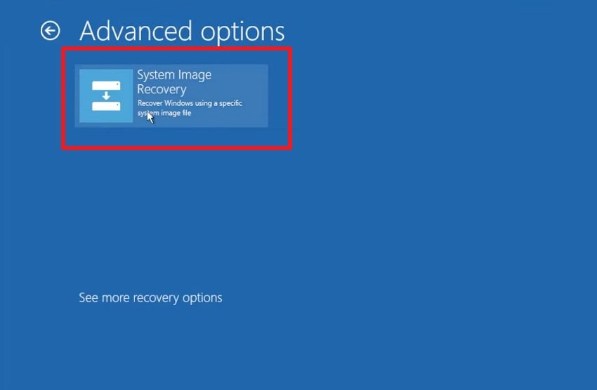 go to system image recovery