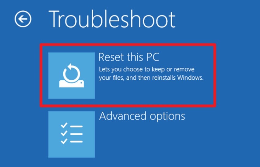 reset this pc