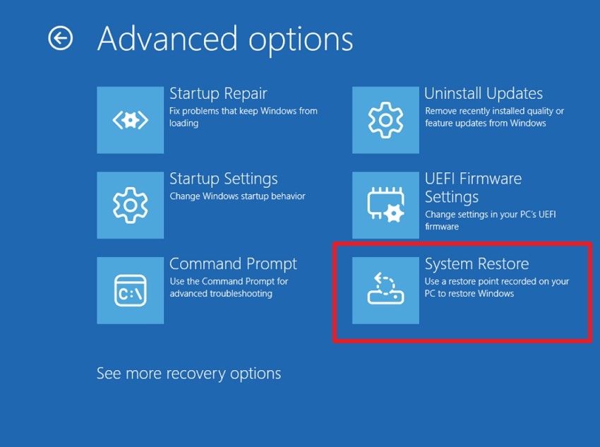 choose system restore