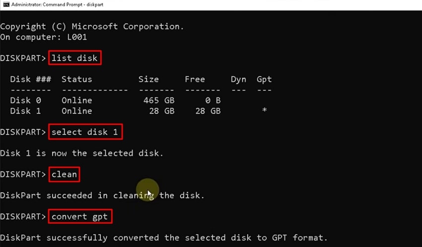 cmd clean correct disk
