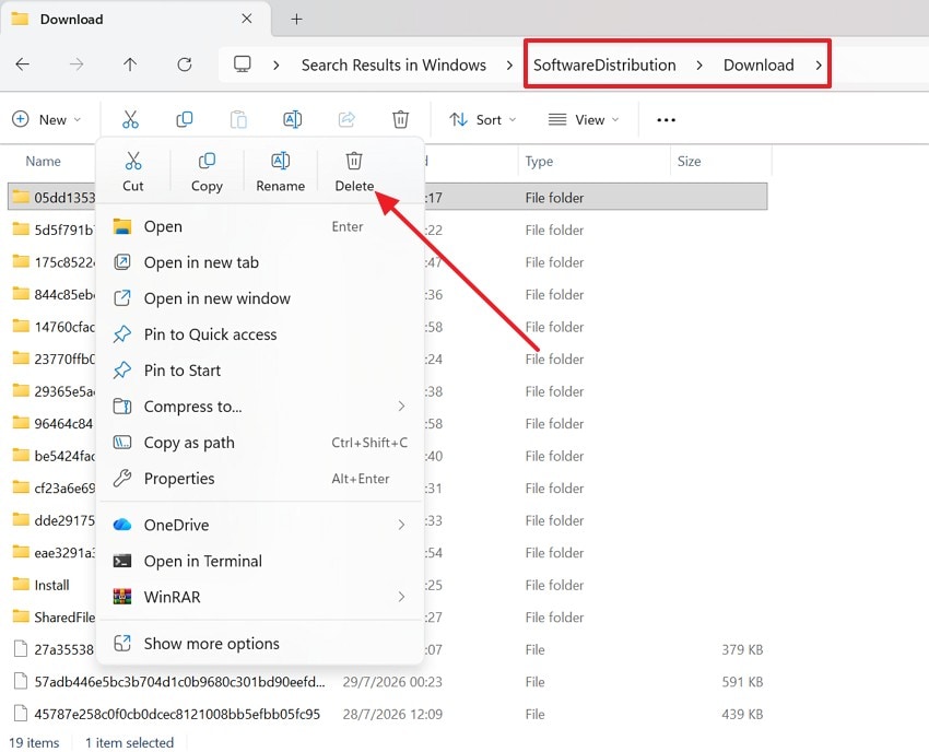 delete windows update cache