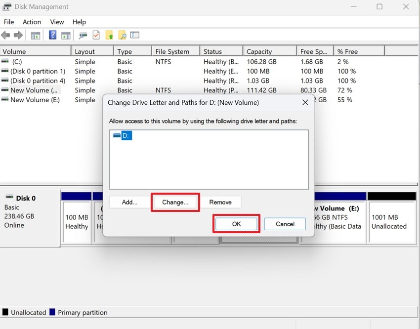 change conflicting drive letter