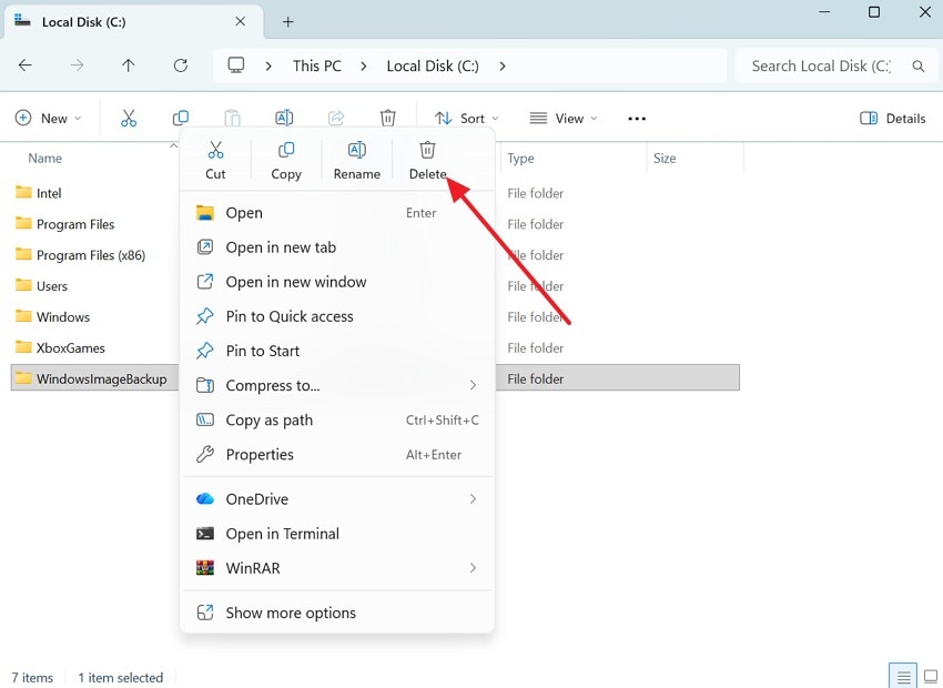 delete corrupted backup folder
