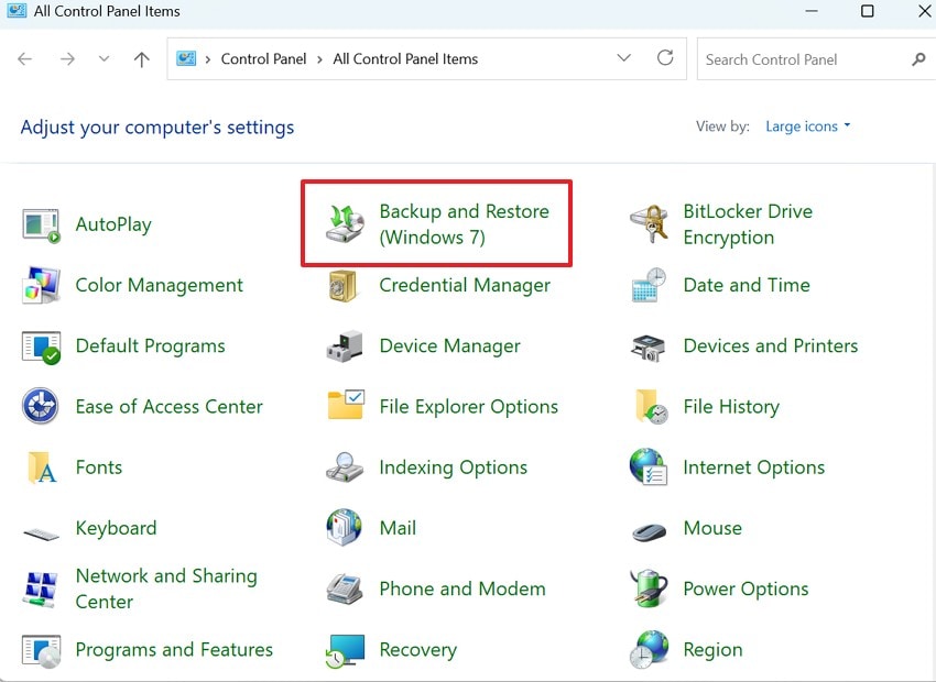 access backup restore settings