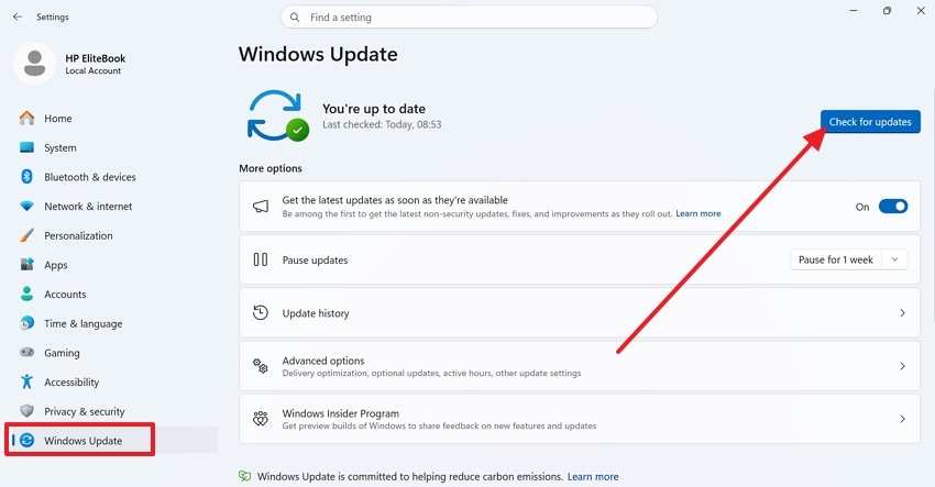 check for windows updates