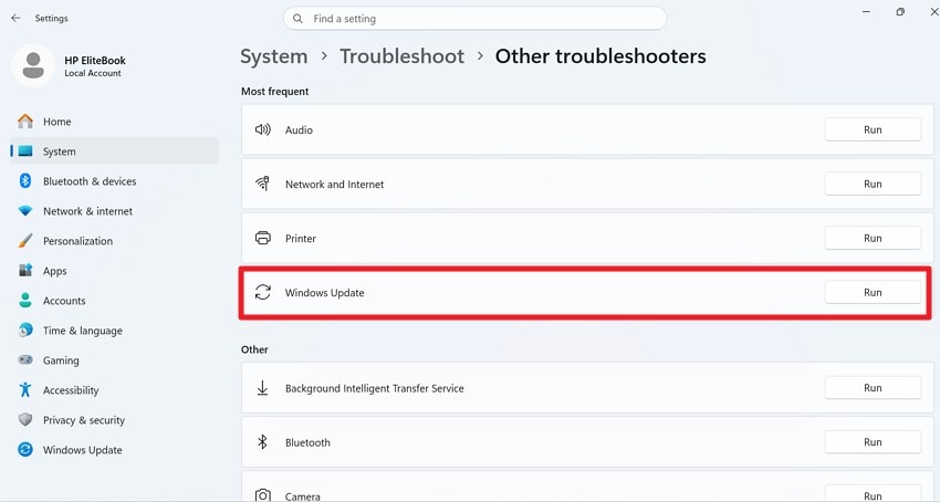 run windows update troubleshooter