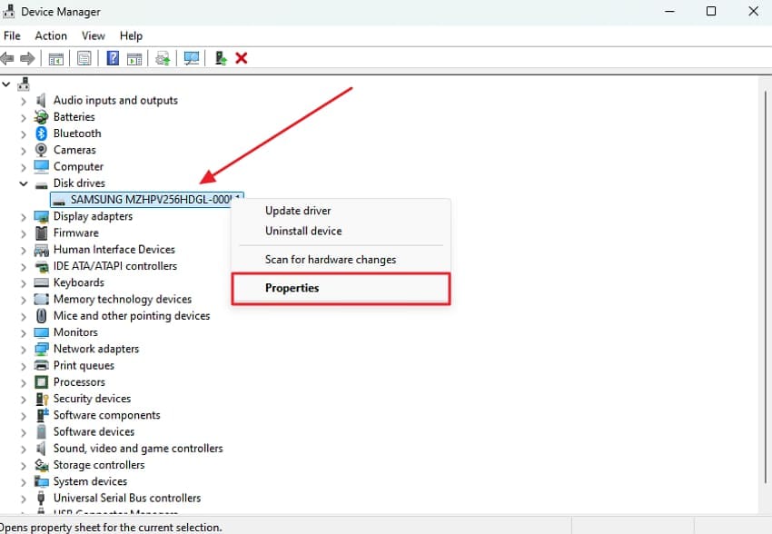 access device properties