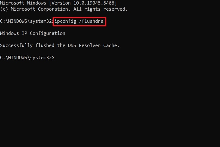 cmd run flushdns for 0x80072efd