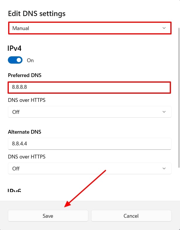 manually set dns assignment
